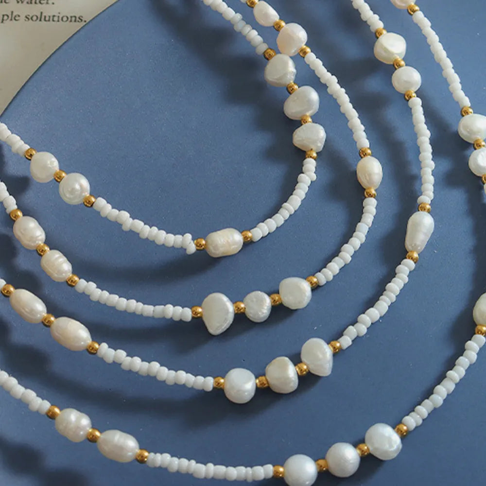 Poe Necklace – Titanium Steel & Freshwater Pearls