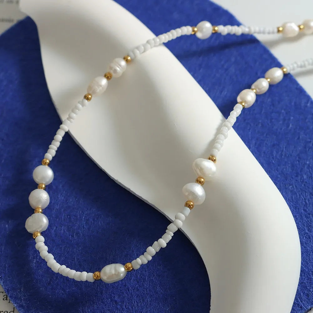 Poe Necklace – Titanium Steel & Freshwater Pearls