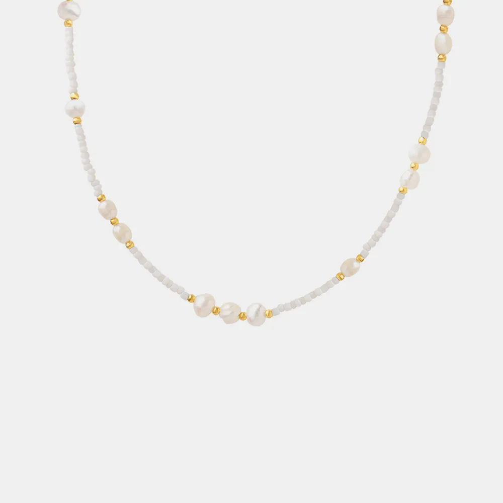 Poe Necklace – Titanium Steel & Freshwater Pearls