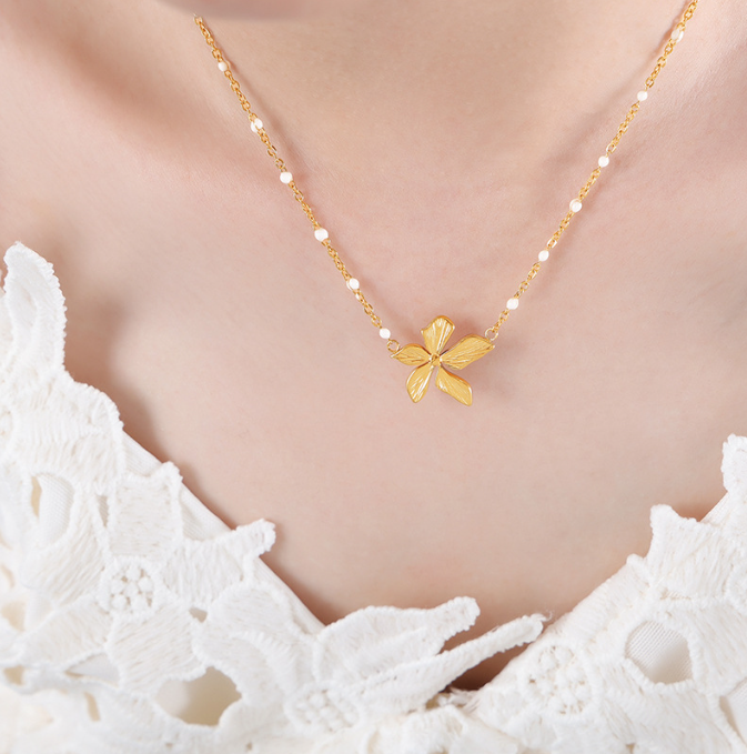 Tiare Pearl Necklace – Titanium Steel