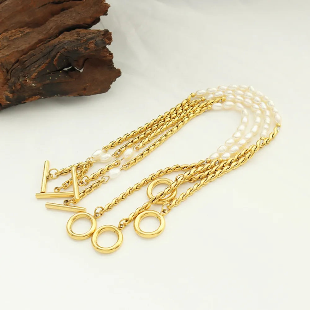 Poe Bracelet – Titanium Steel & Freshwater Pearls