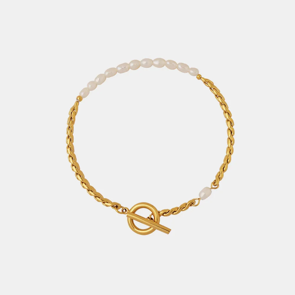Poe Bracelet – Titanium Steel & Freshwater Pearls