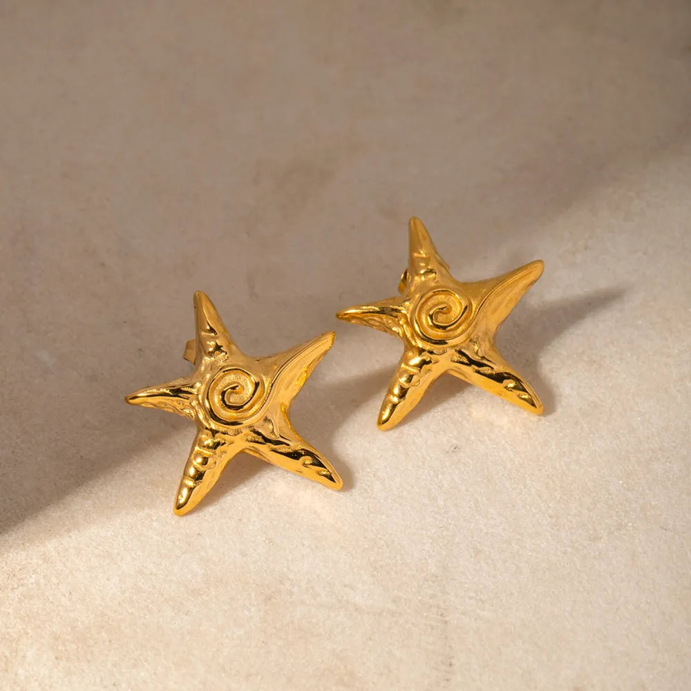 Gold star earrings in stainless steel