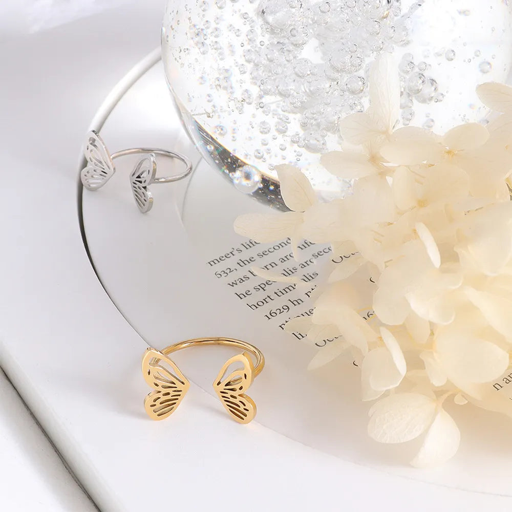 Gold Butterfly Ring in Titanium Steel
