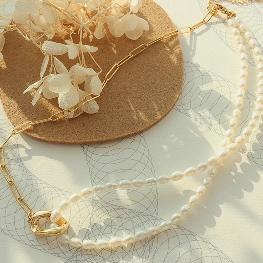 18K Gold Stainless Steel Necklace With Freshwater Pearls